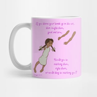 Throw your hands up - mid complexion, white dress Mug